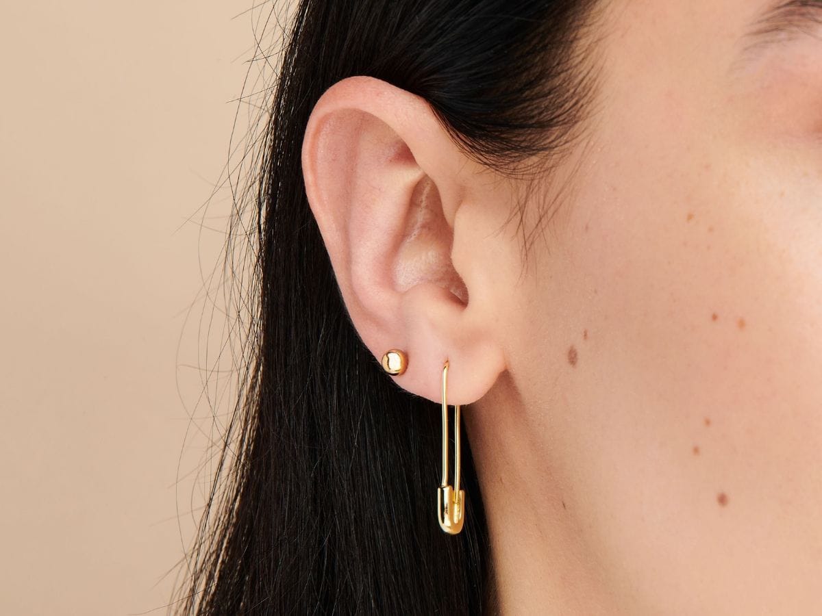 Elegant Golden-Toned Pin-like Earrings
