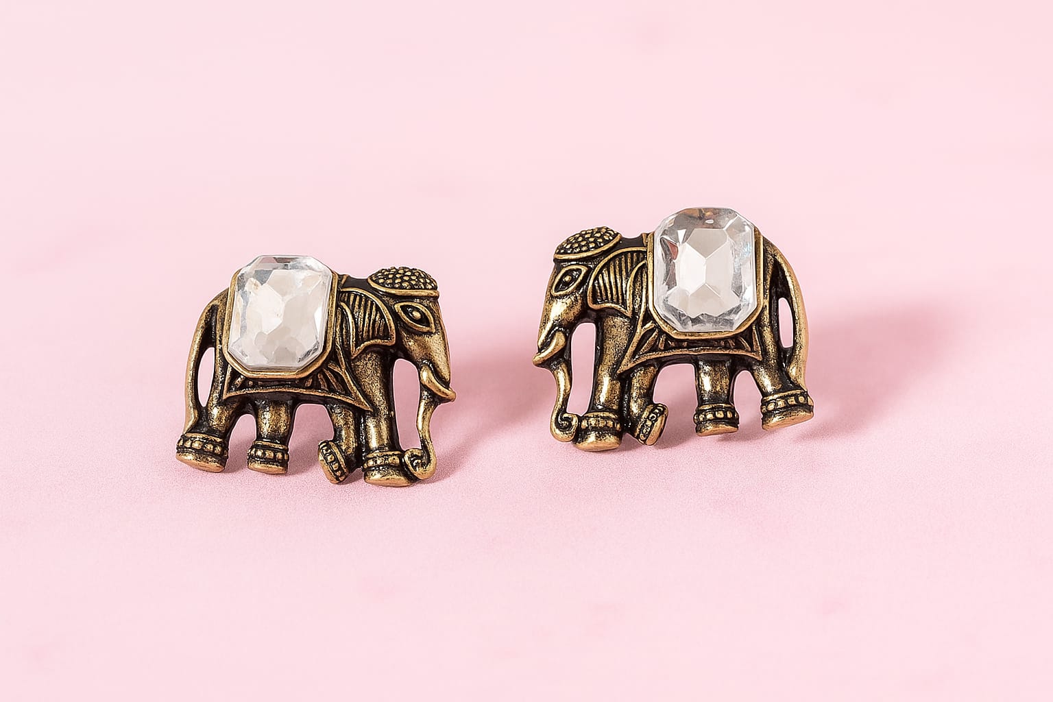 metallic vintage elephant earrings