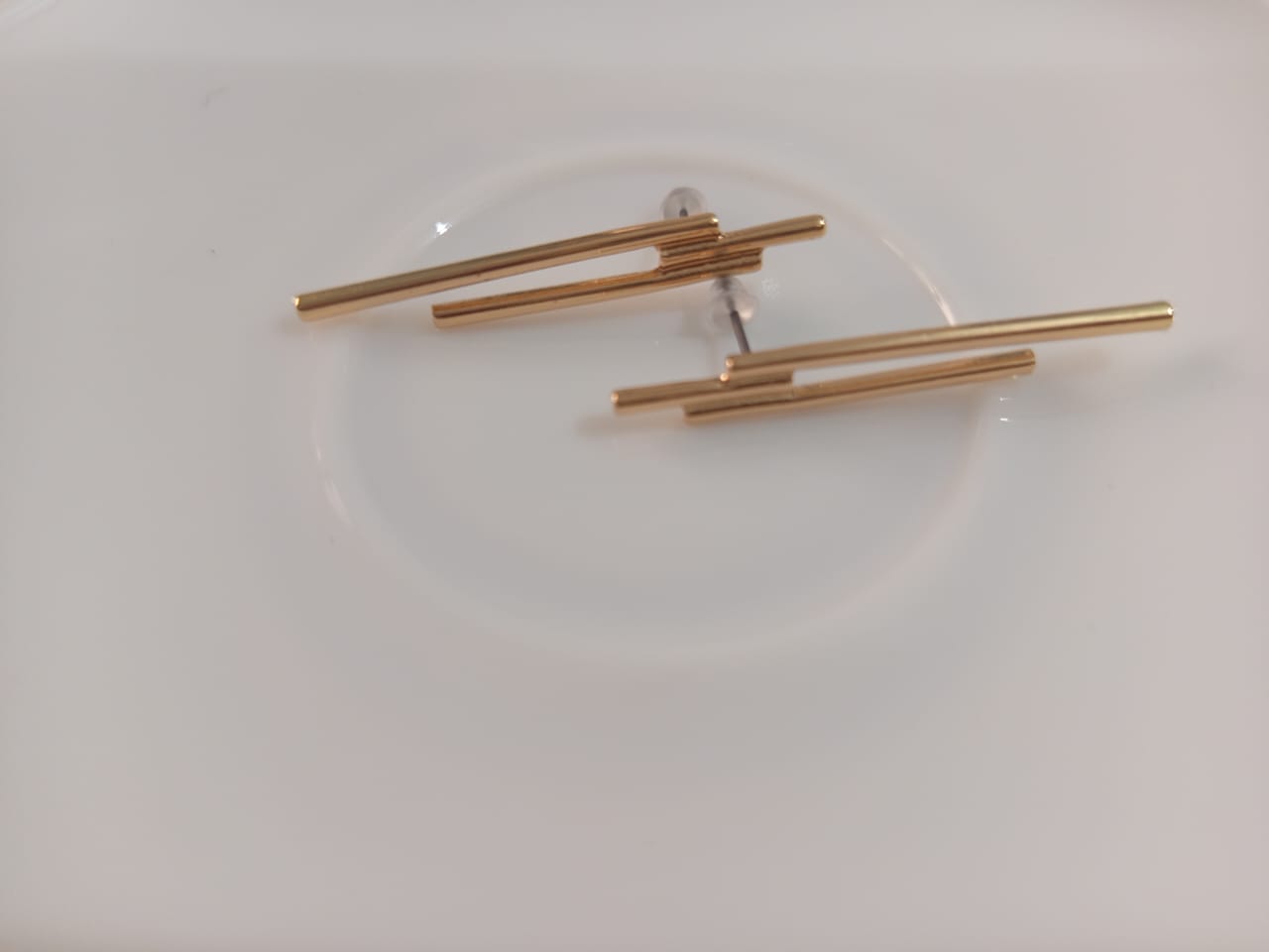 Golden-Tone Geometric Asymmetrical Stud Earrings