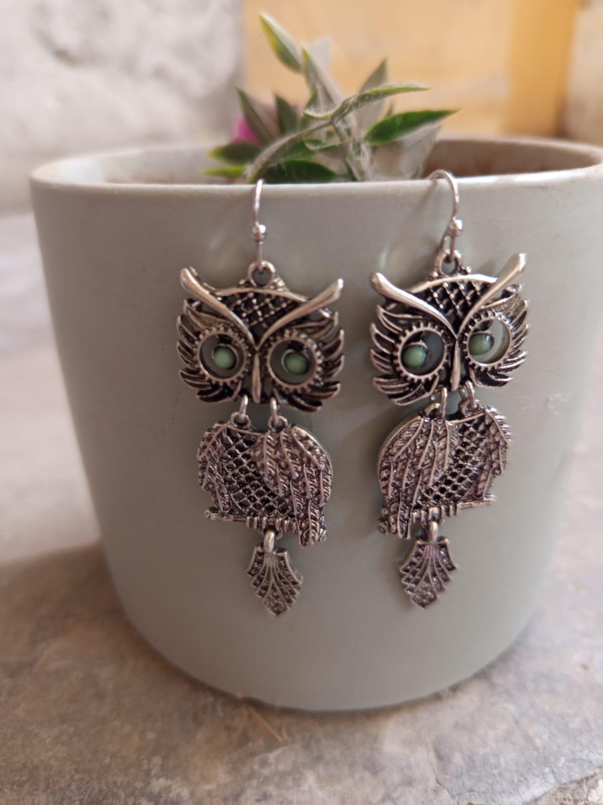 Bohemian-style Owl Pendant Earrings