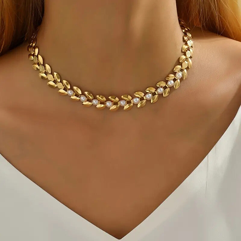Golden-Tone Wheat Ear Choker Necklace