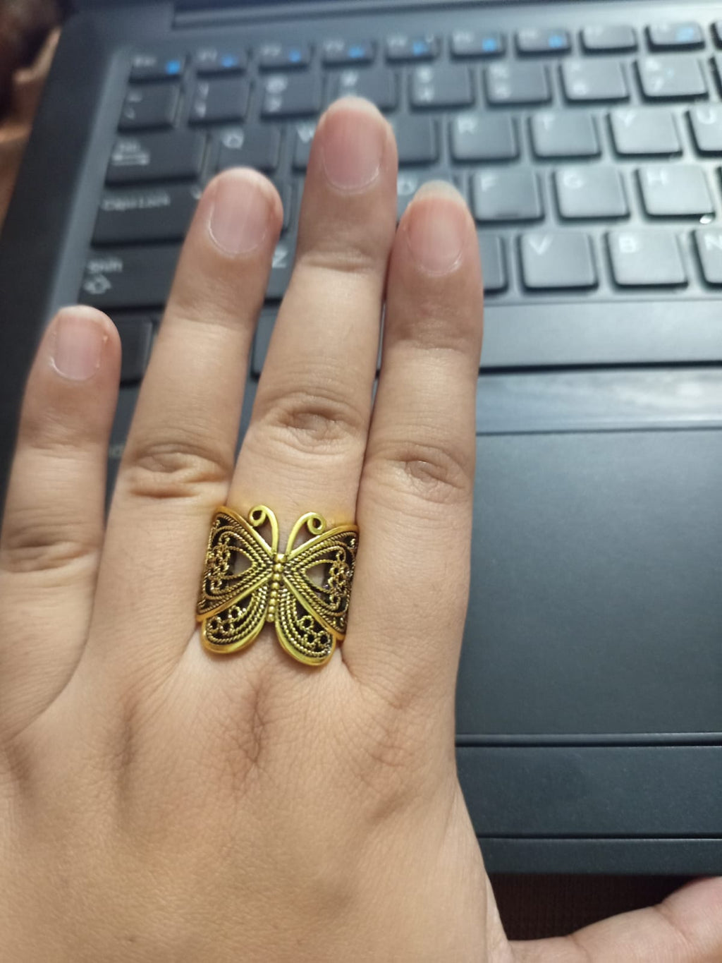 Elegant Copper Butterfly Ring