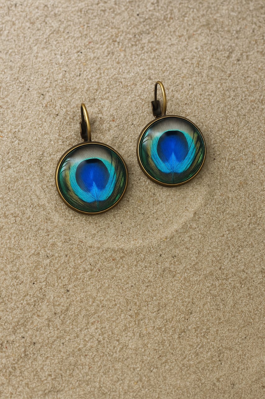 Vintage Peacock Feather Earrings
