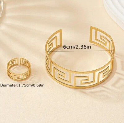 Golden-Tone Bracelet and Ring Set