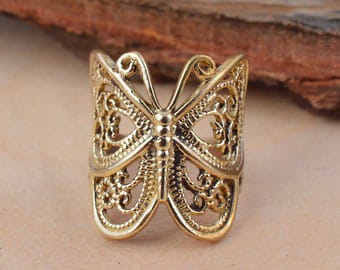 Elegant Copper Butterfly Ring
